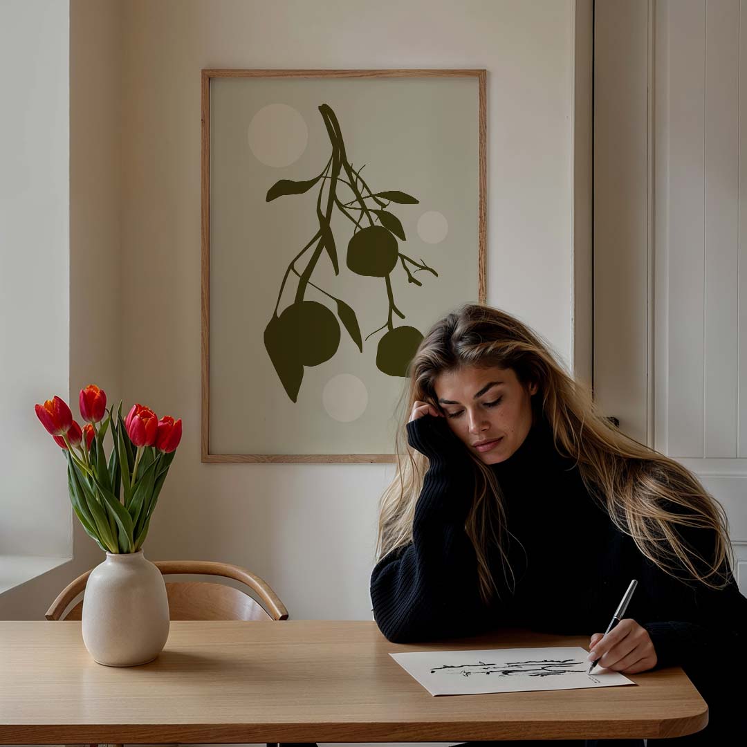 Botanische Minimalistische Kunstposter – bloemen poster in staand formaat