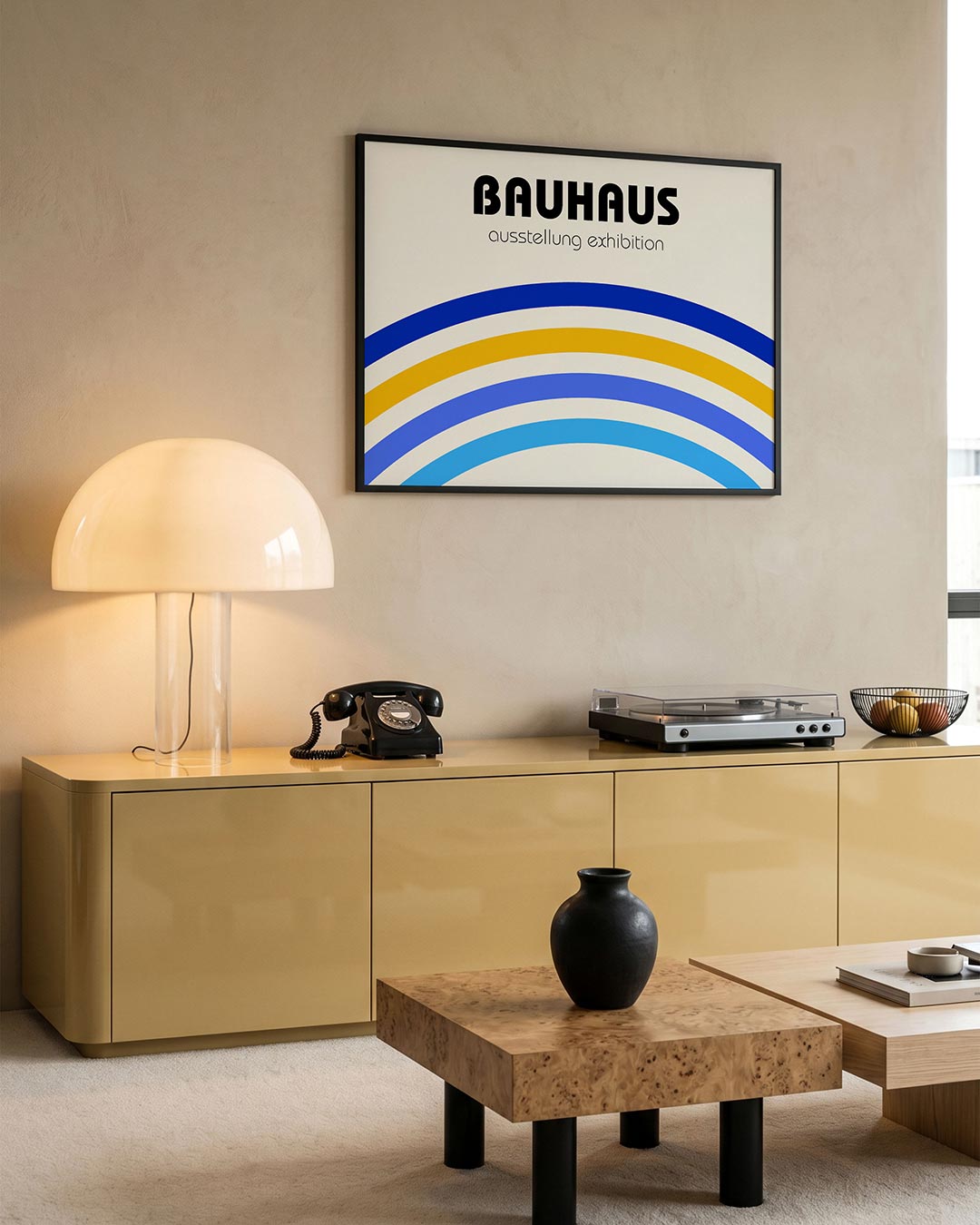 Kleurvolle booglijnen – moderne Bauhaus wandkunst als poster