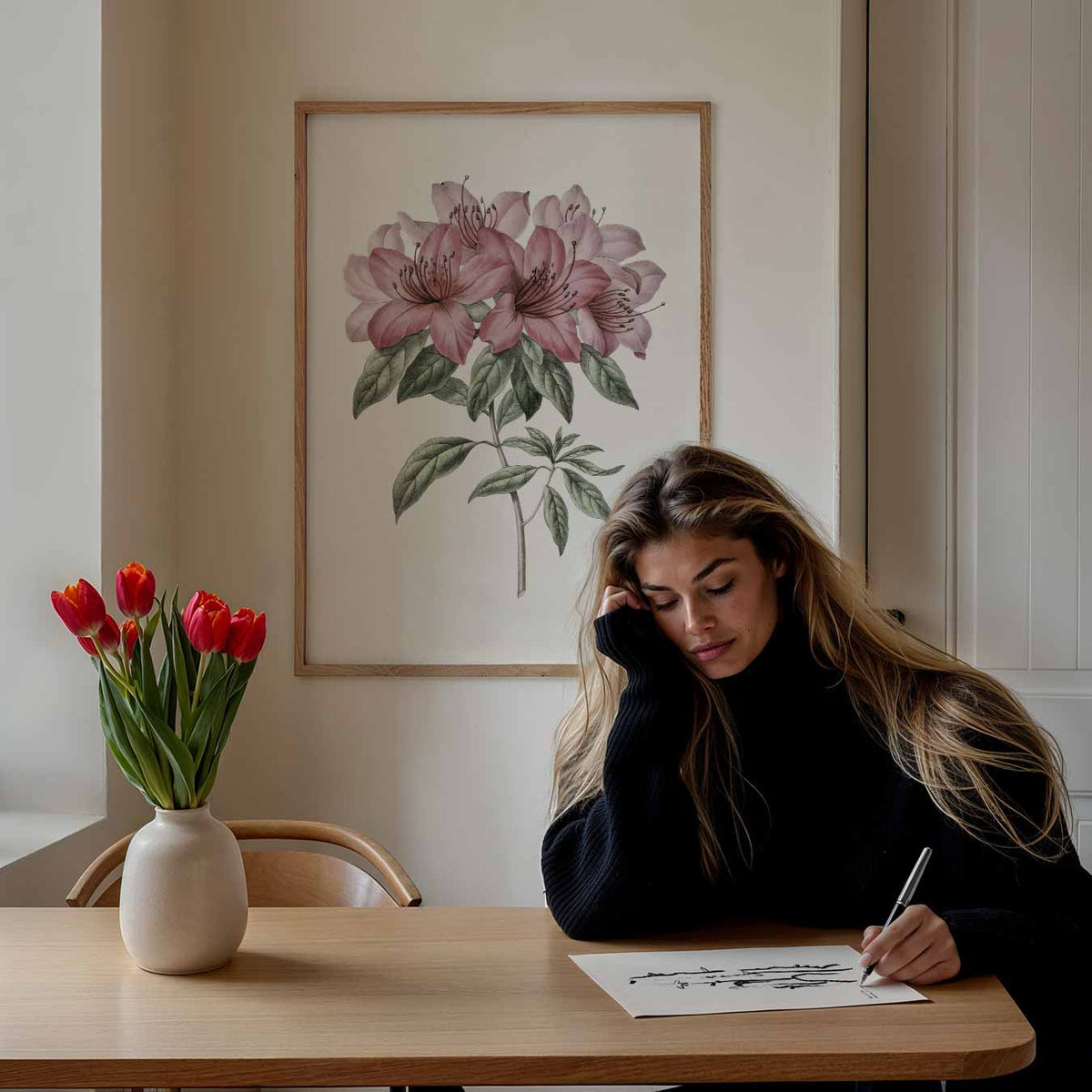 Elegante Bloemenpracht – staande muurposter met vintage uitstraling