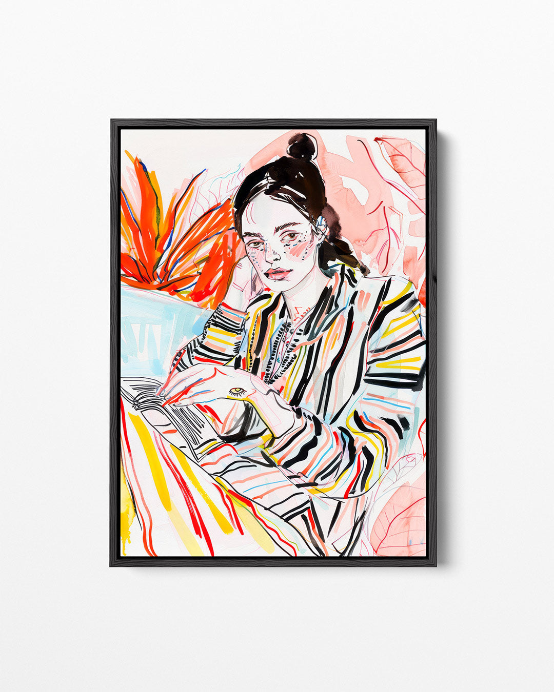 Kleurrijke portret illustratie – staand wanddecoratie kunstwerk