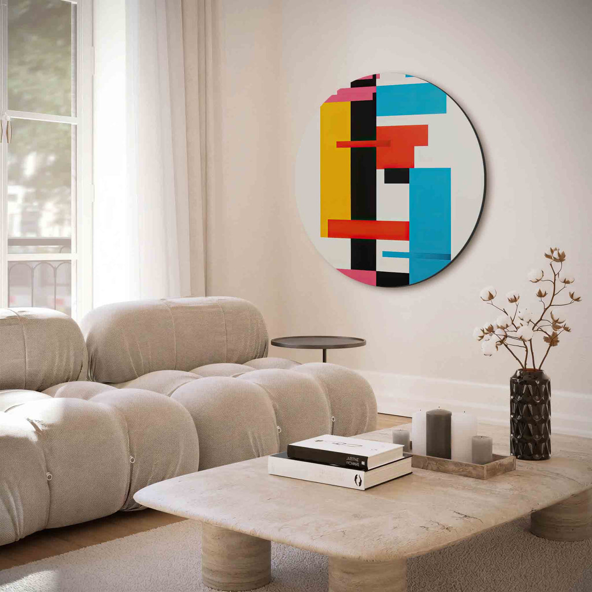 Geometrische vormen – muurcirkel met abstracte texturen voor aan de muur