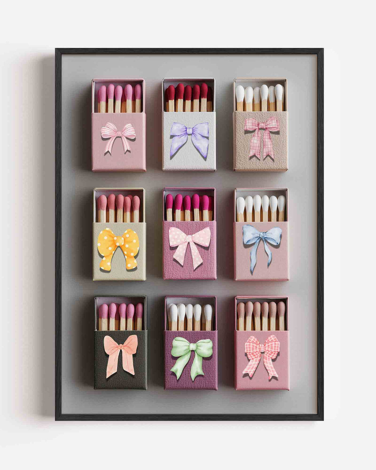 Luciferdoosjes met strikken – Pop Art portret poster als wanddecoratie