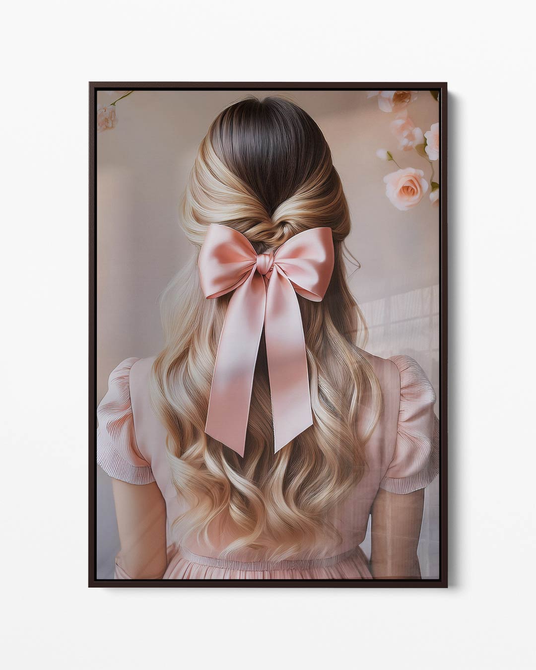 Roze Elegantie in Bloesems – portret kunstwerk als wanddecoratie