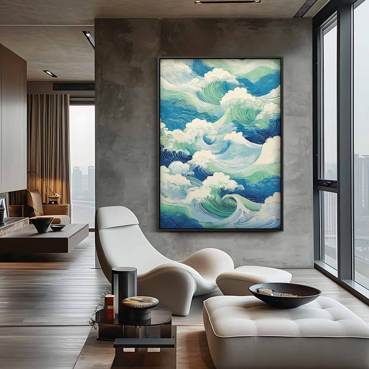 Woeste Zee Golven Kunstwerk – canvas wanddecoratie in portret formaat