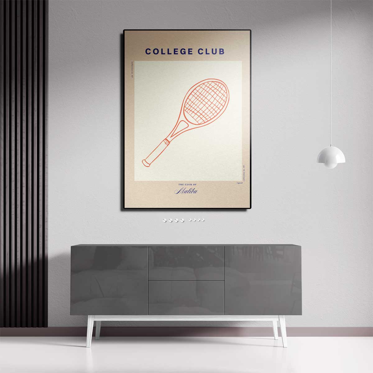 Retro Tennis Racket Poster – canvas kunstwerk als wanddecoratie