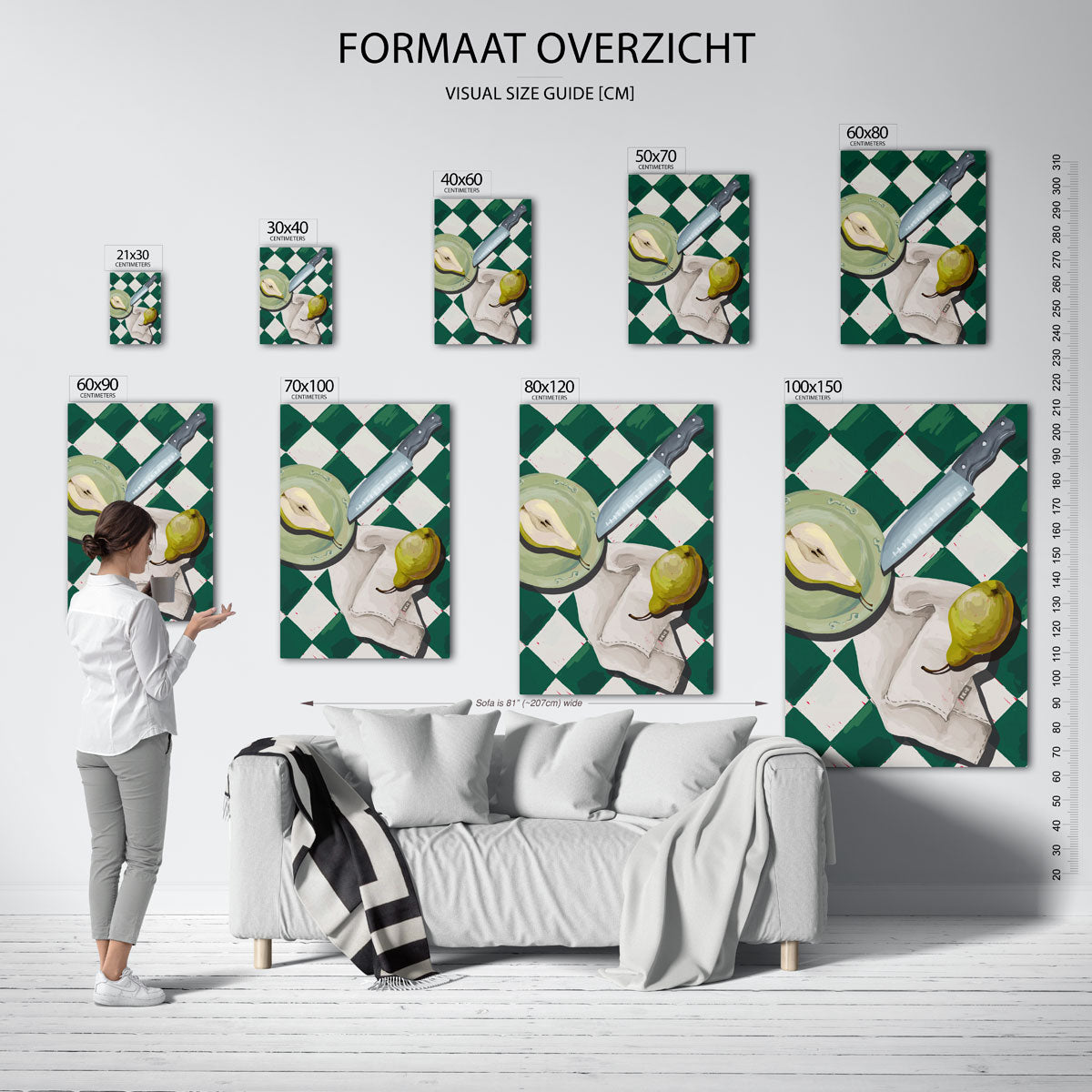 Peer en mes – staande muurposter voor keuken of eethoek