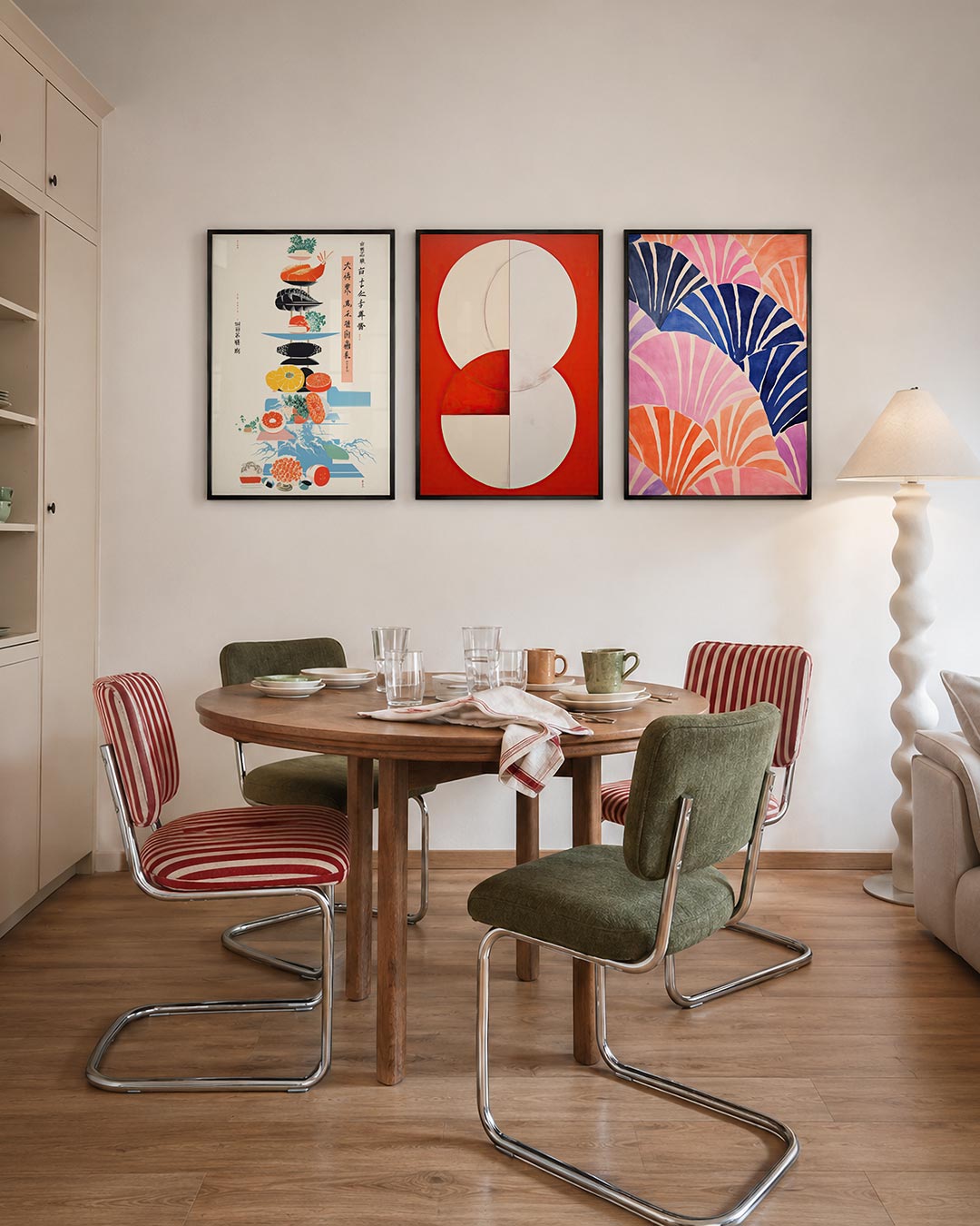 Kleurrijke stapeling driedelige posterset – deze posterset in drie delen toont een speelse stapeling