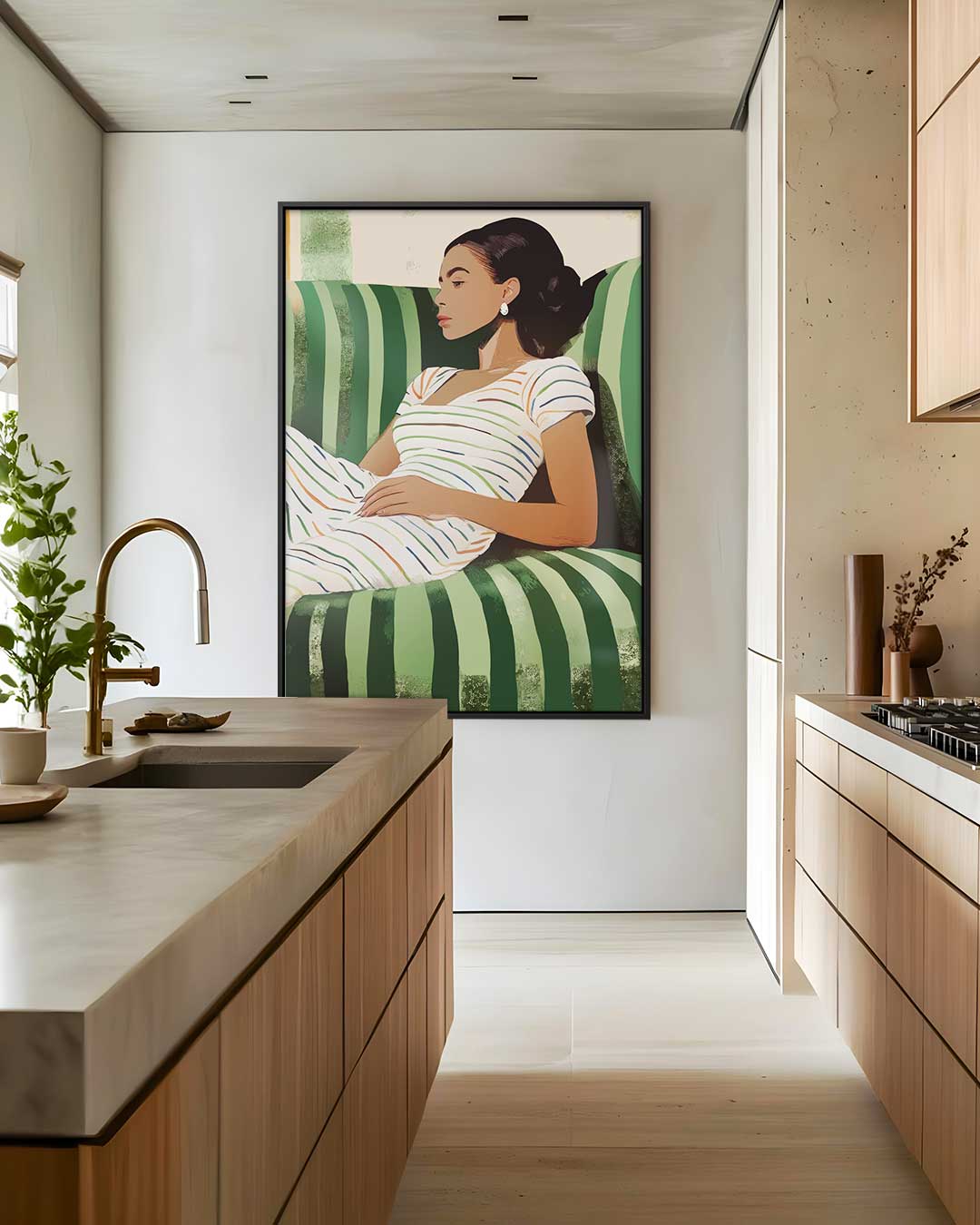 Relax op Groene Strepen – dibond wanddecoratie in staand formaat