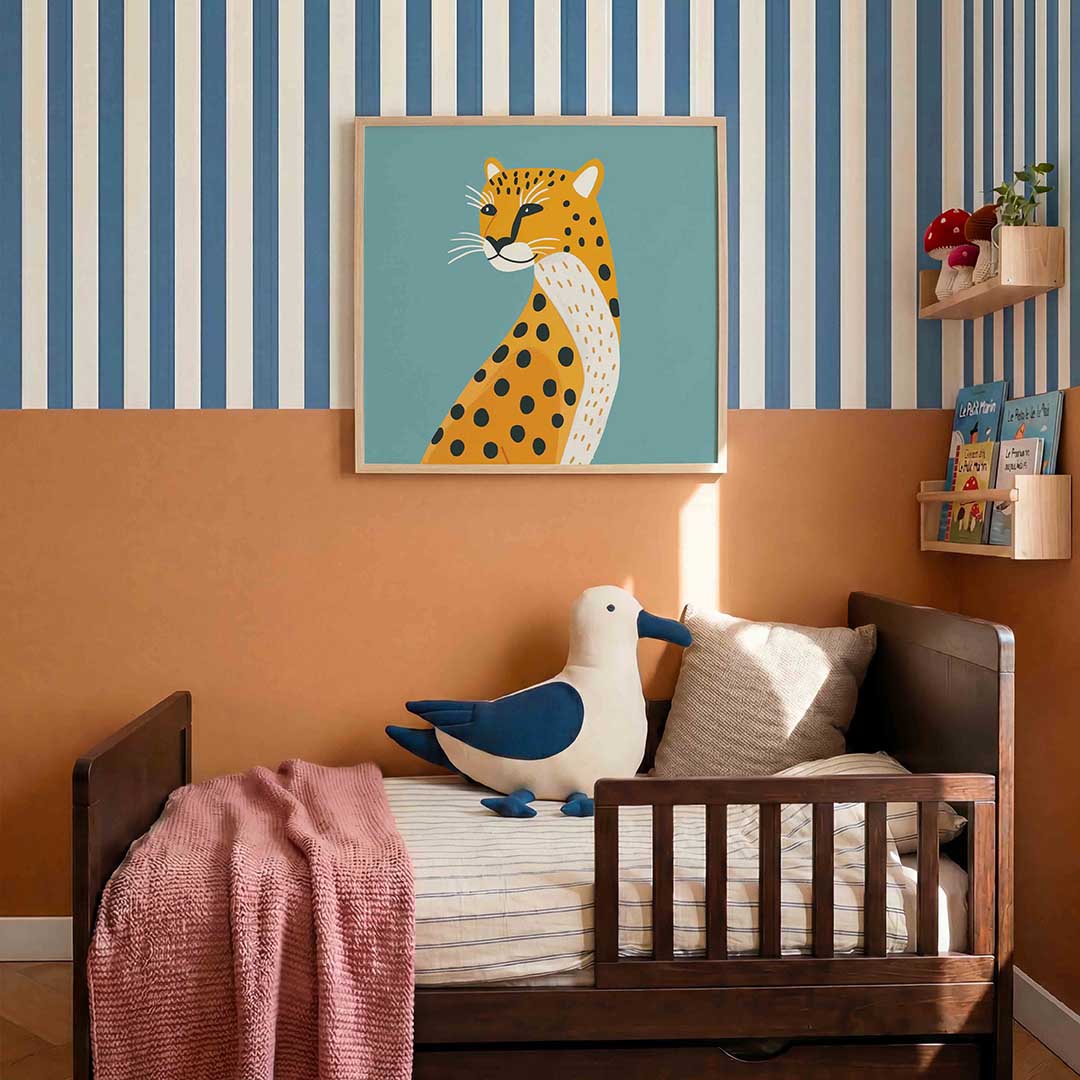 Luipaard illustratie – kids poster in vierkant formaat