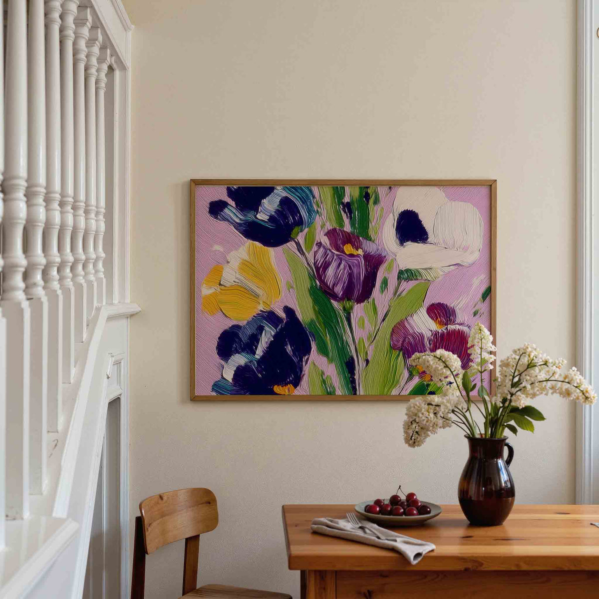 Bloemen in levendige kleuren – botanische poster in liggend formaat