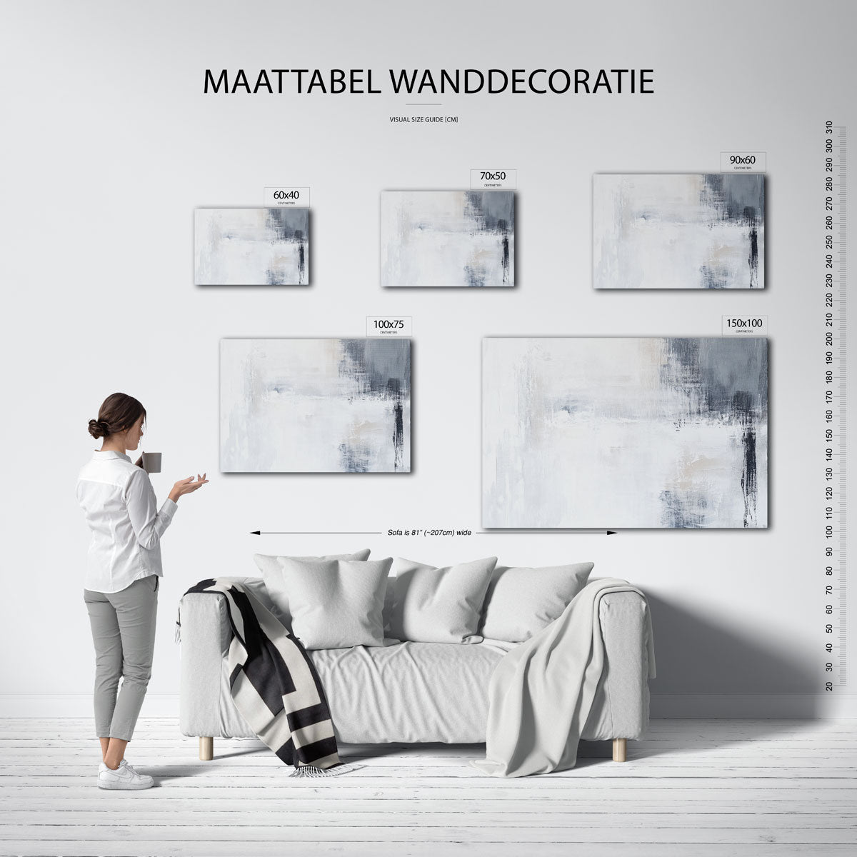 Rustige kleurencompositie – moderne liggende wandkunst
