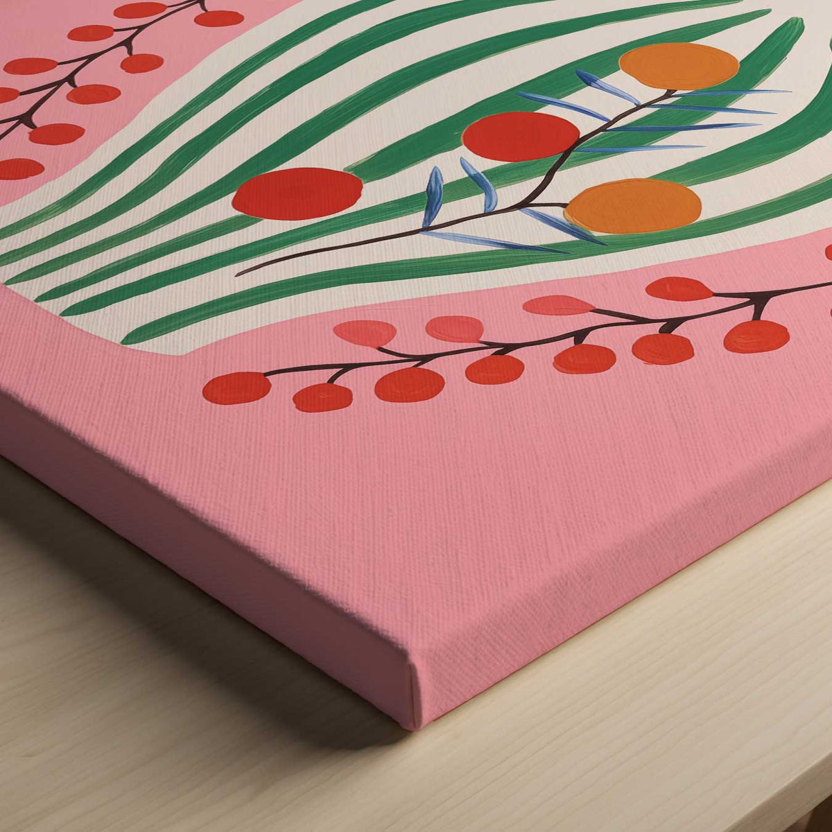 Vrolijke Vaas op Roze Achtergrond – canvas kunstwerk als wanddecoratie