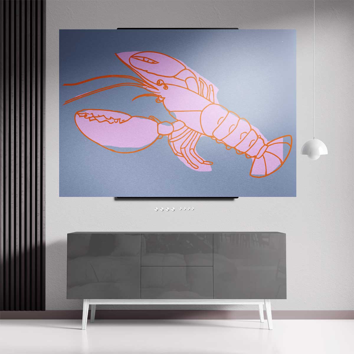 Kleurrijke Krabillustratie – staande wandkunst voor woonkamer of interieur