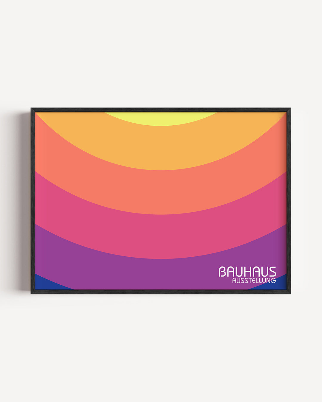 Kleurvlakken boog – liggende Bauhaus poster als wanddecoratie