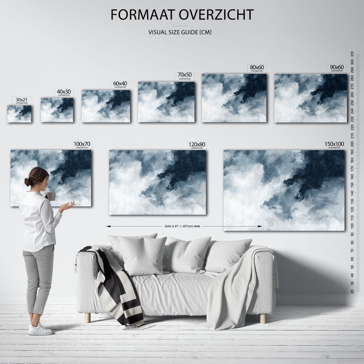 Abstracte wolken – liggende muurposter met abstracte vormen