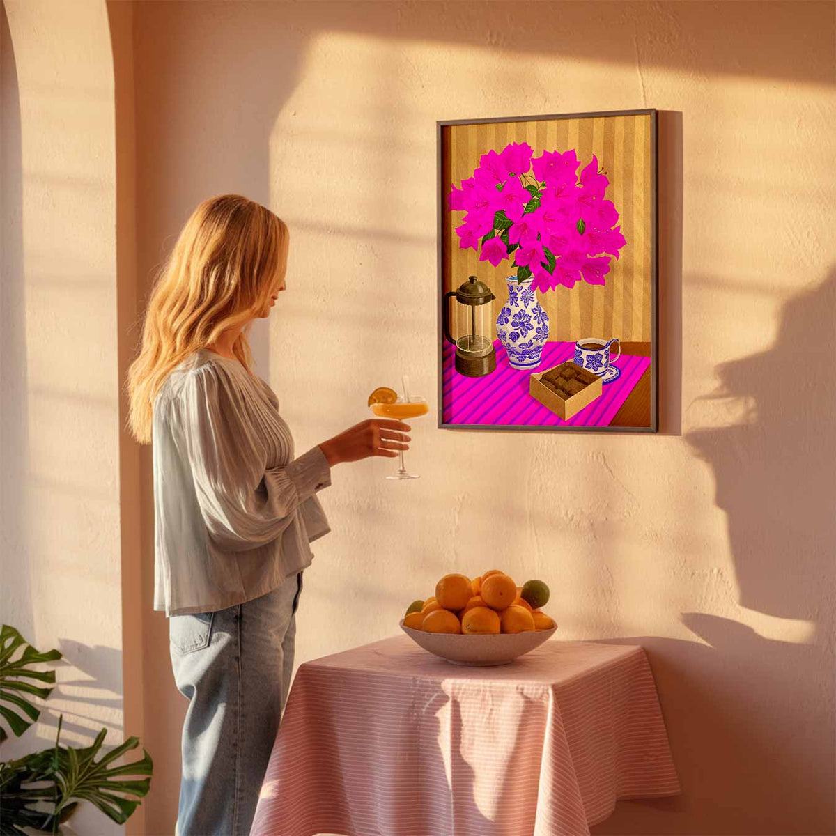 Bloemen en Koffie – keuken poster als sfeervolle staande wanddecoratie