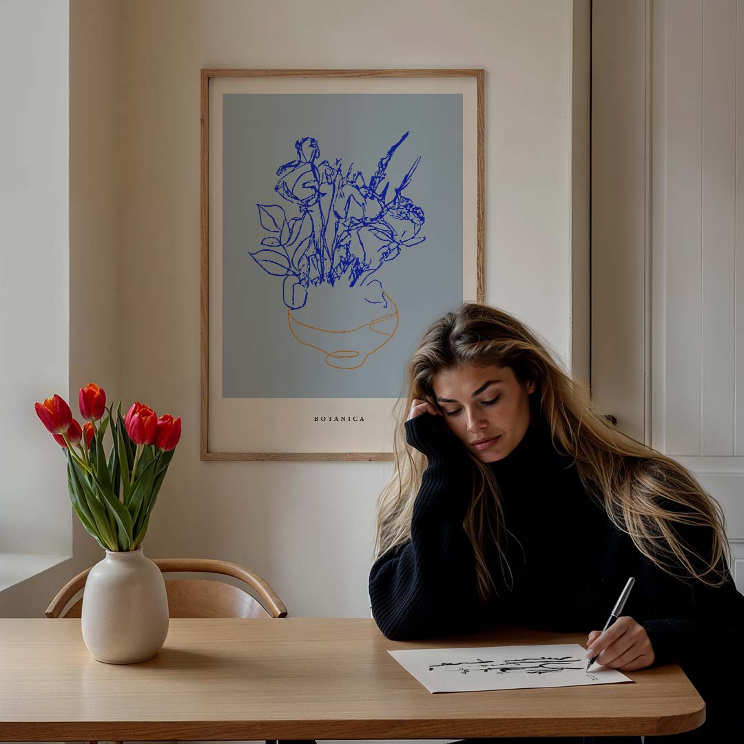 Moderne Botanische Lijntekening – culinaire wandkunst als portret poster