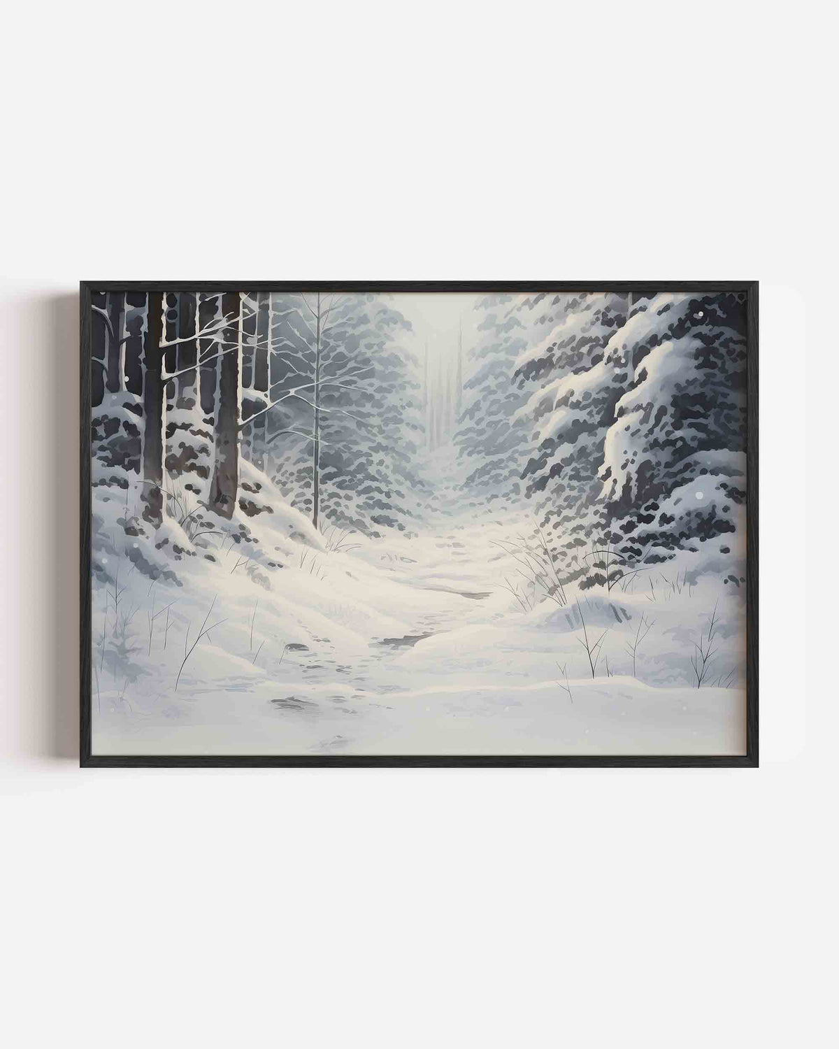 Sneeuwlandschap – hedendaagse illustratie poster in landscape formaat