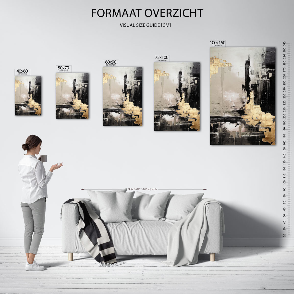 Gelaagde compositie – staand wanddecoratie kunstwerk