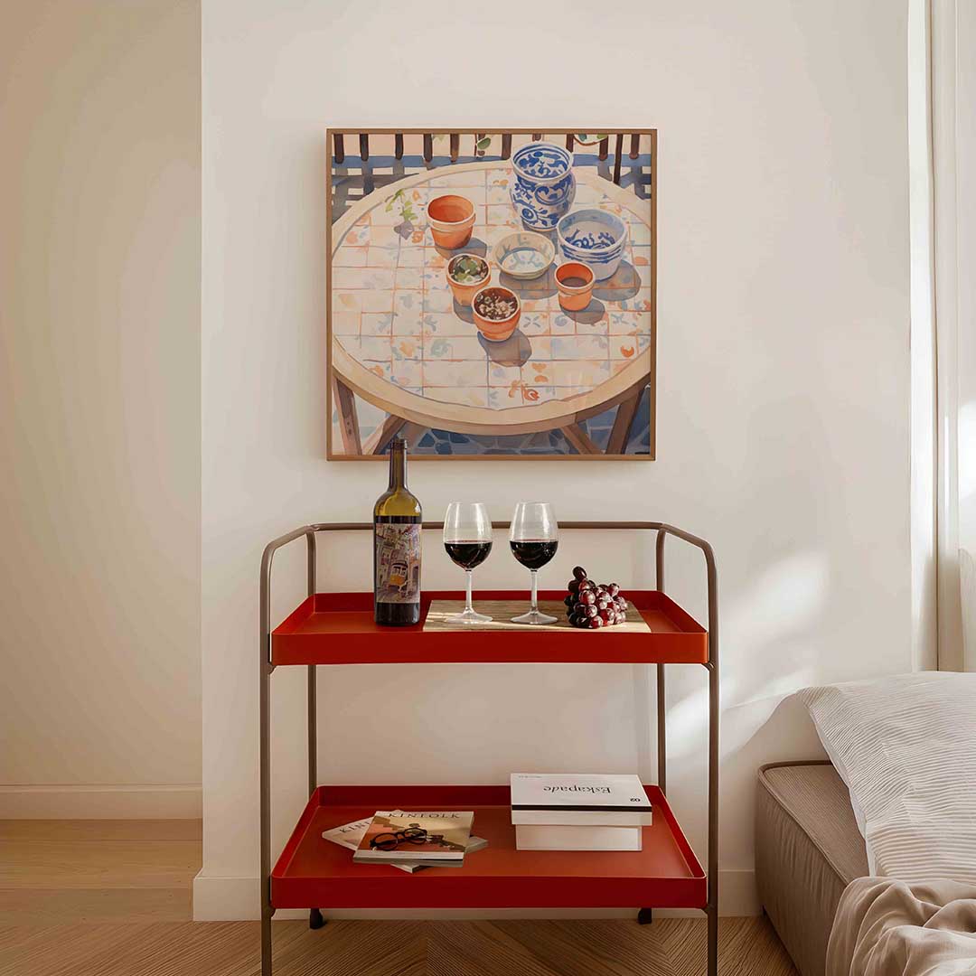 Tafereel met potten – vierkante keuken wanddecoratie van WallArtistic