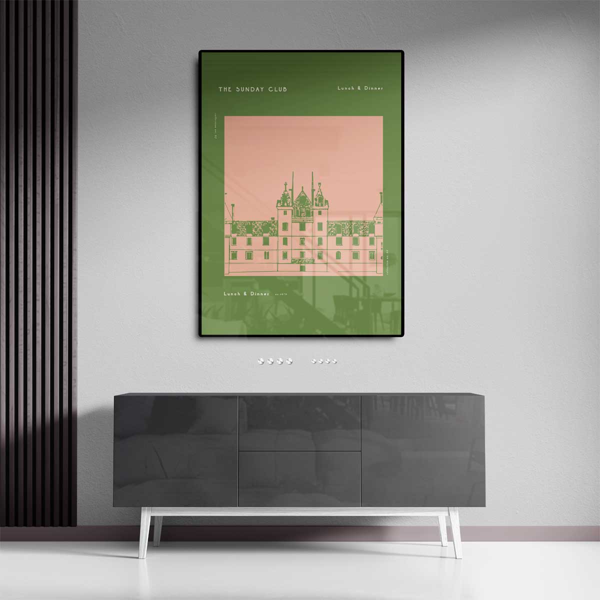 The Sunday Club Menu Illustratie – dibond kunstwerk als wanddecoratie