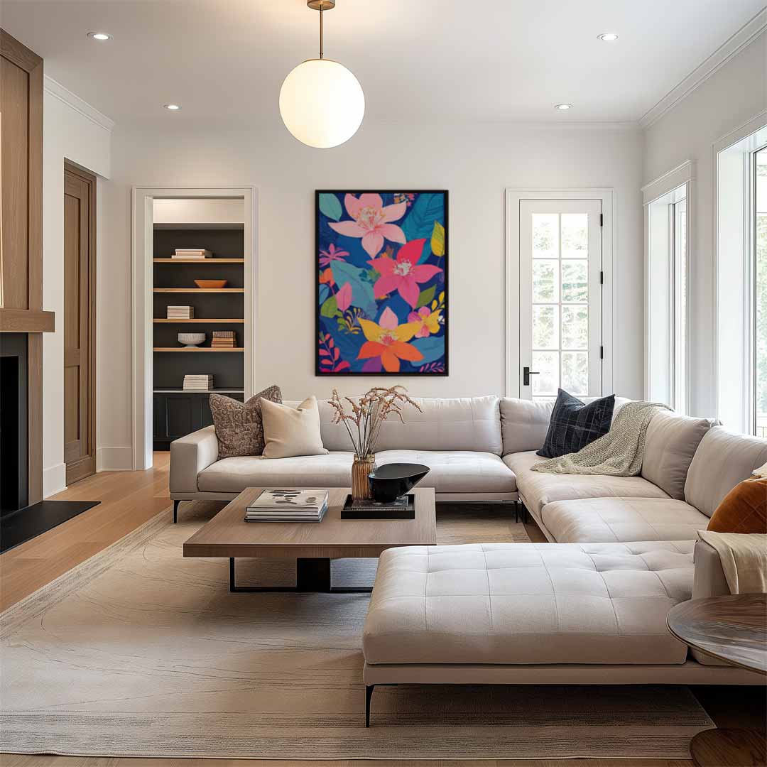 Bloemenparadijs Kunstwerk – canvas wanddecoratie in portret formaat