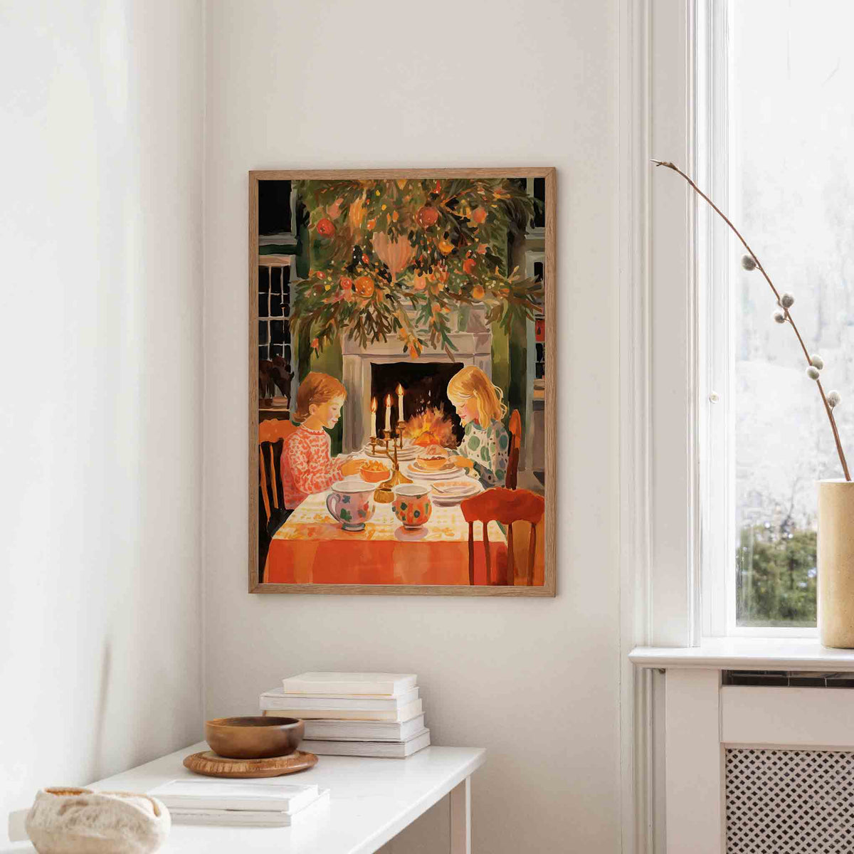 Gezellig diner – staande kerst wanddecoratie van WallArtistic