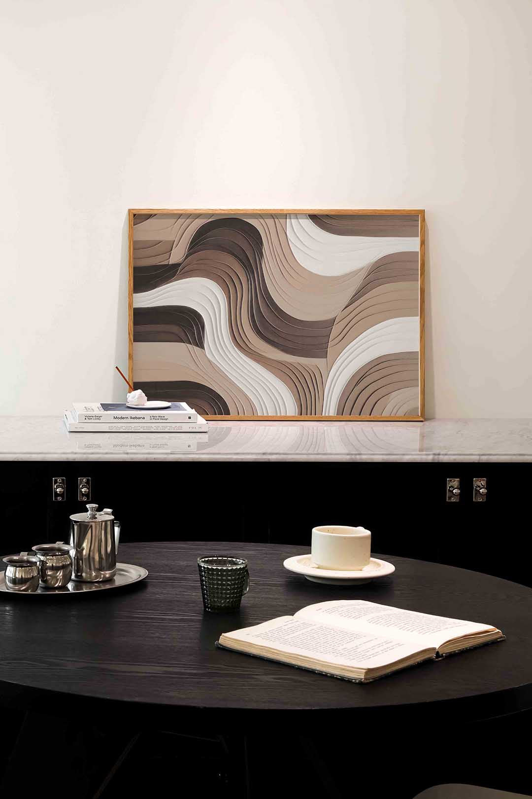 Golvende lijnen – abstracte poster in liggend formaat