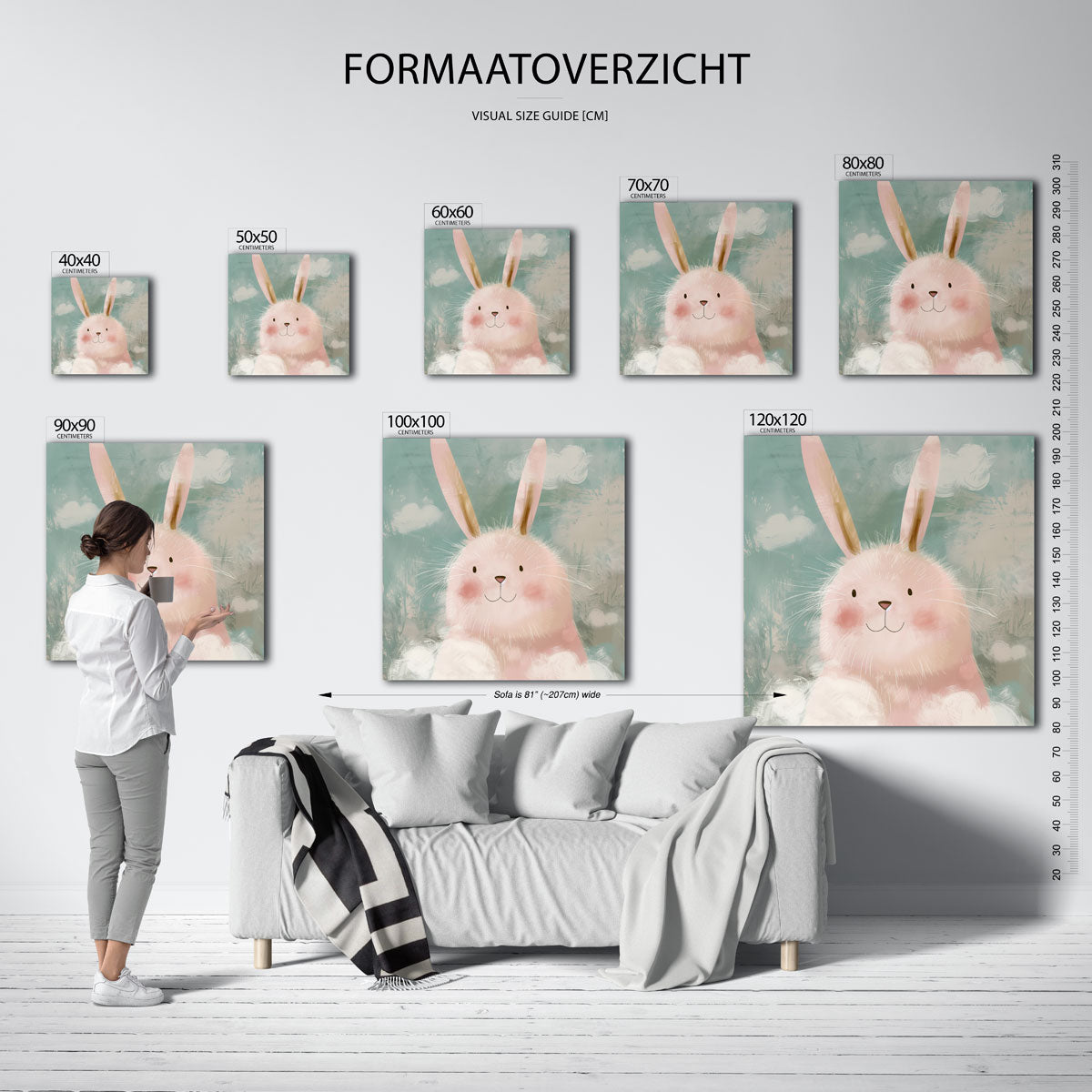 Schattige konijn – vierkante muurposter voor de kinderkamer