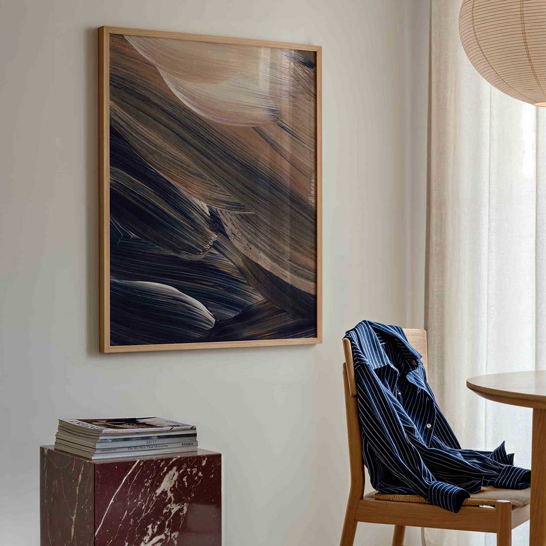 Abstracte penseelstreken – artistieke poster in staand formaat