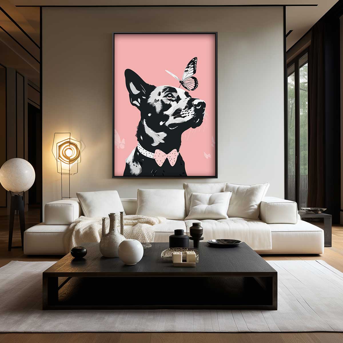 Opera d'arte Cane e Farfalla Sognante