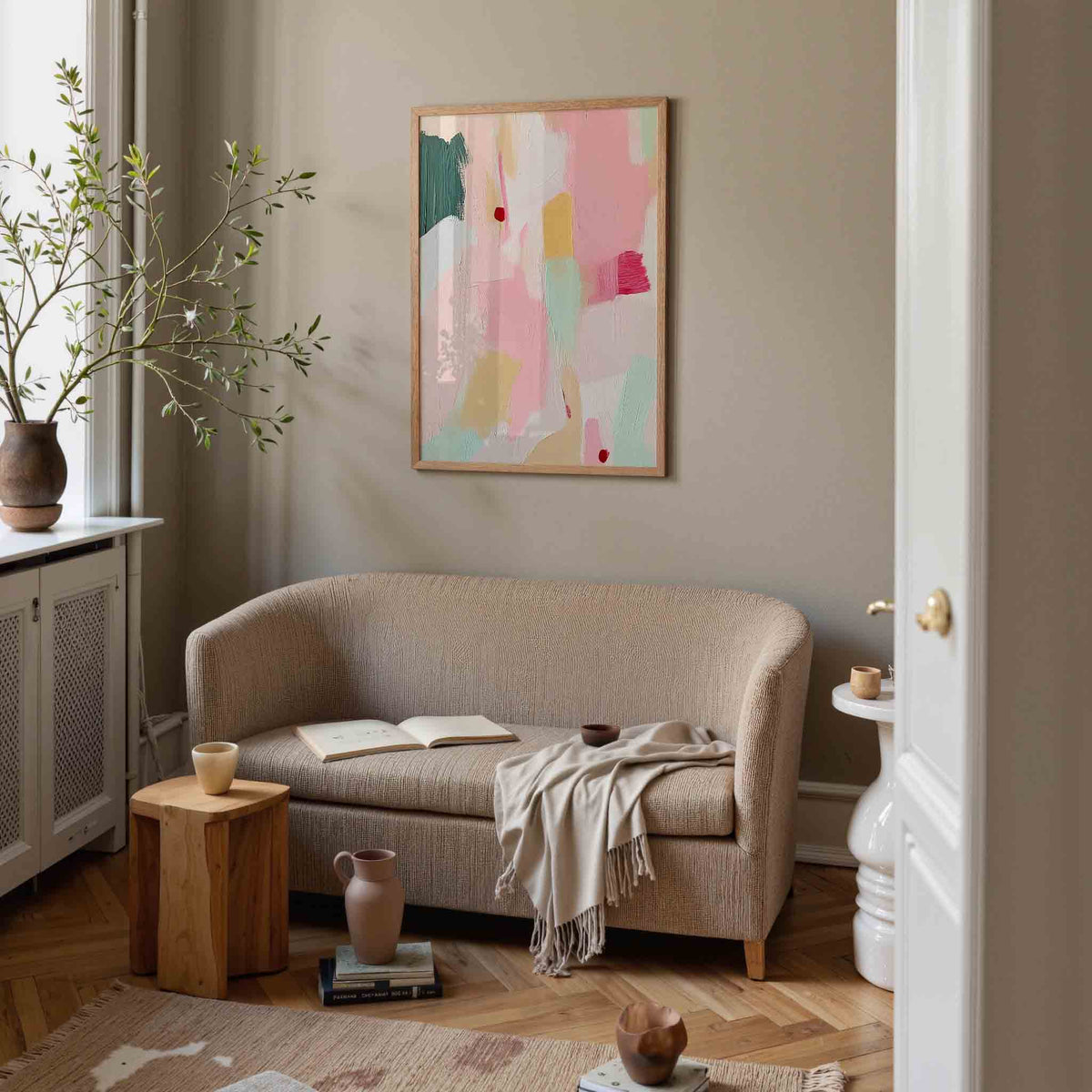 Abstracte pastelkleuren – illustratie poster in staand formaat