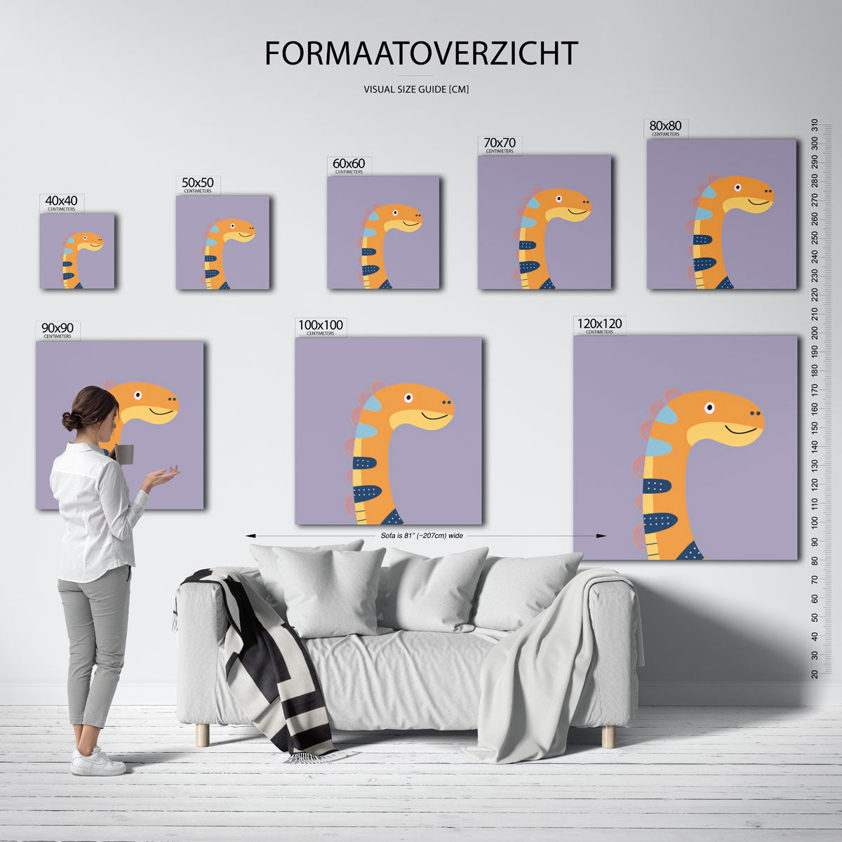 Dinosaurus illustratie – vierkante muurposter voor de kinderkamer