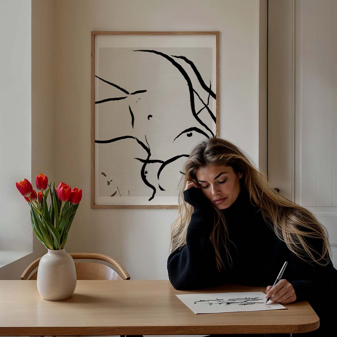Minimalistische Lichaamskunst – lijntekening poster in staand formaat