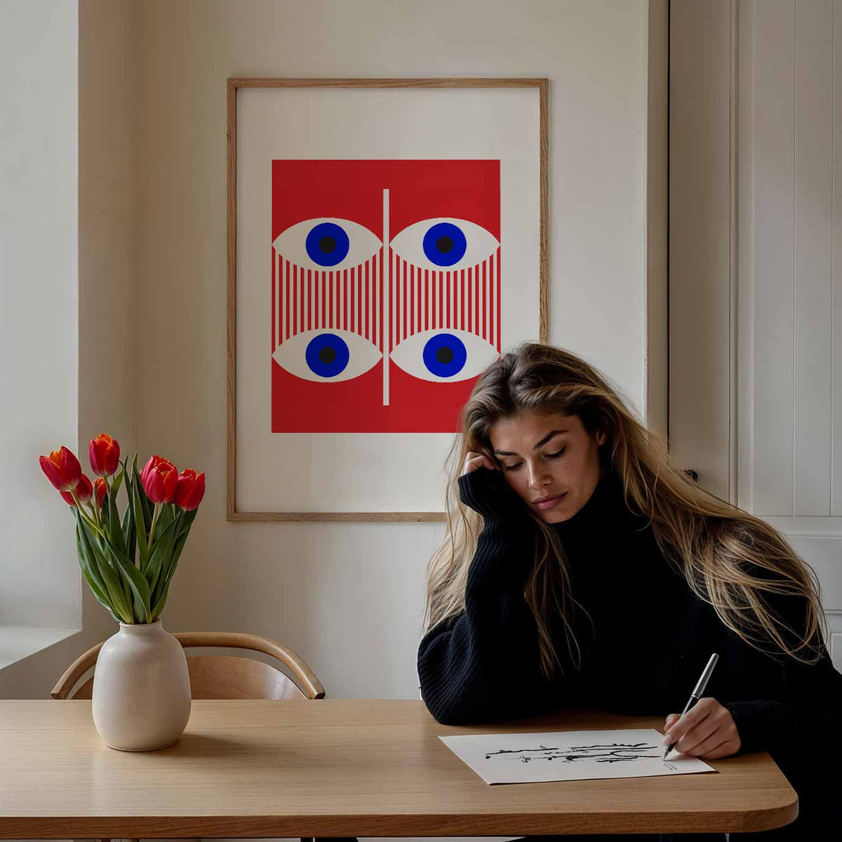 Oogverblindende Abstracte Kunstposter – staande dieren wanddecoratie van WallArtistic