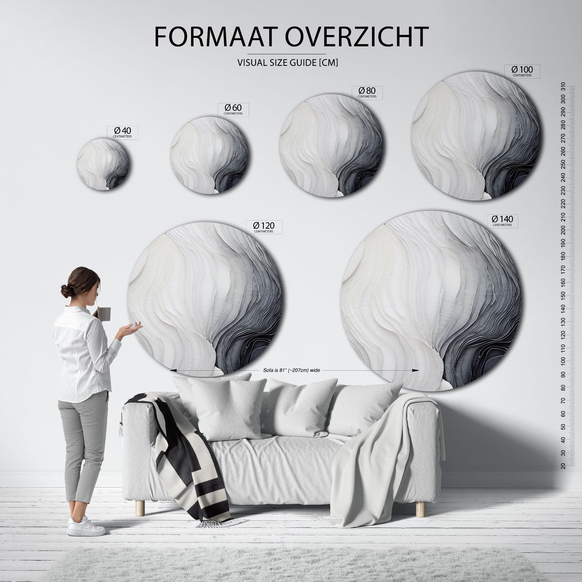 Gelaagde structuren – ronde muurcirkel met kleurrijke illustratie
