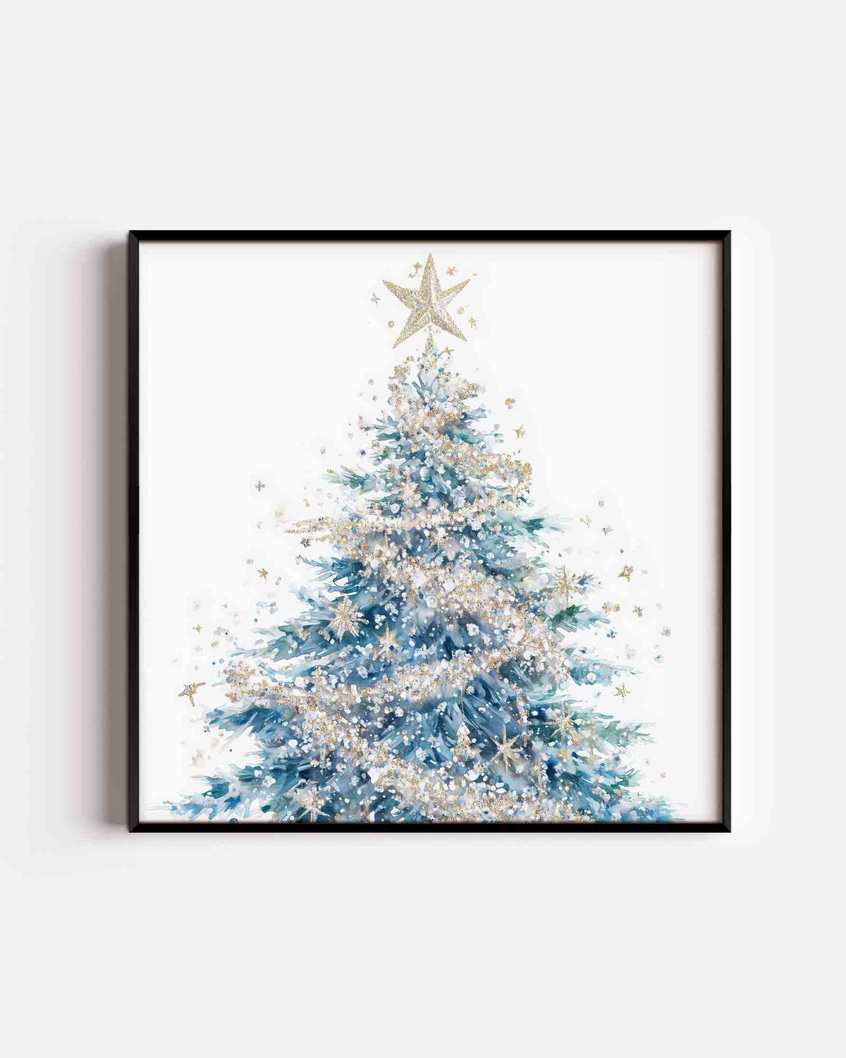 Kerstboom met ster – vierkante kinderposter als wanddecoratie