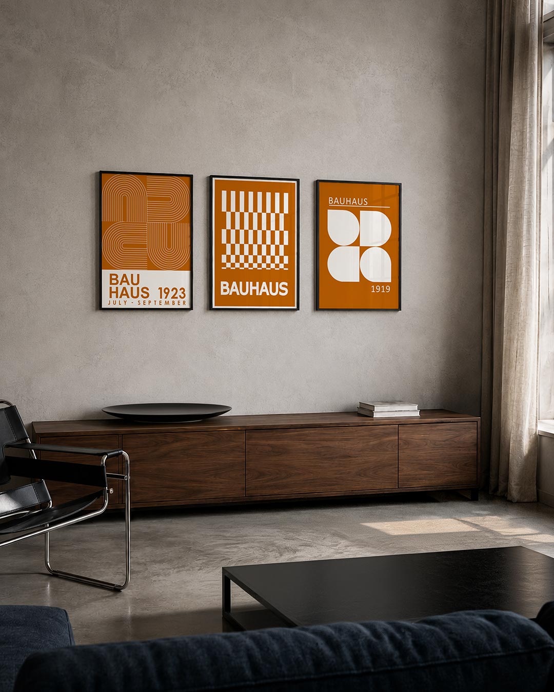 Lijnen en vormen posterset – tweede productweergave – deze posterset in drie delen toont een spel van gebogen en rechte