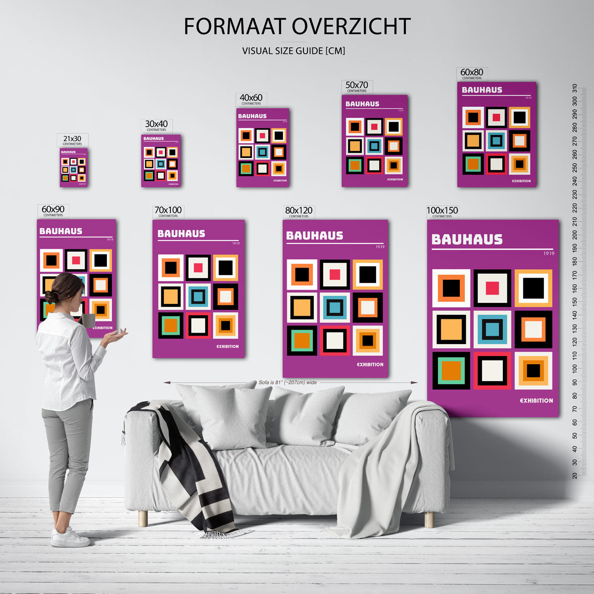 Vorm en kleur – geometrische poster in Bauhaus-stijl van WallArtistic