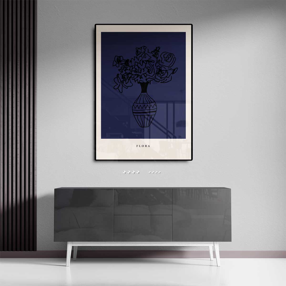 Abstracte Bloemenvaas Kunstposter – dibond kunstwerk als wanddecoratie