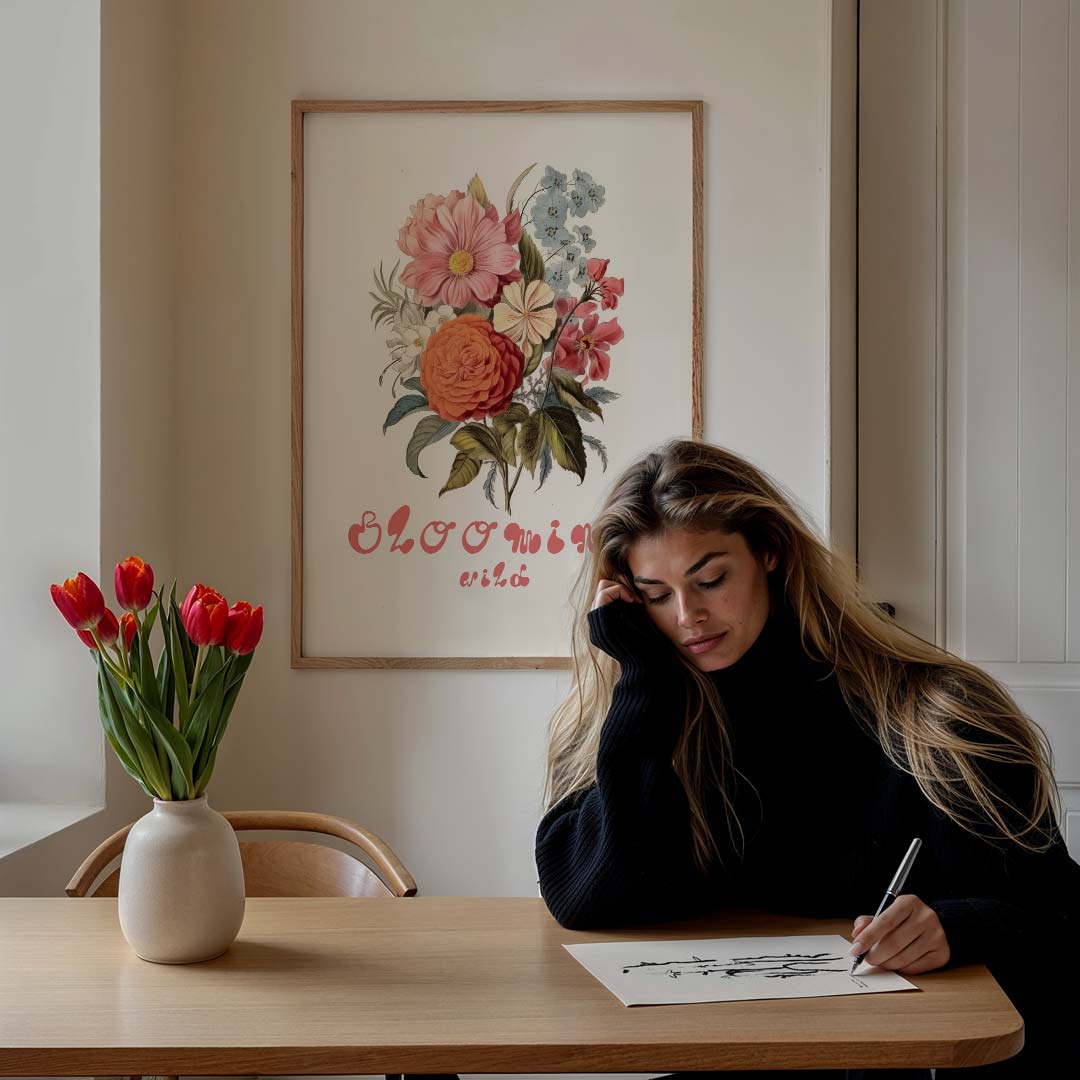 Bloeiende Wildbloemen – bloemen poster in staand formaat