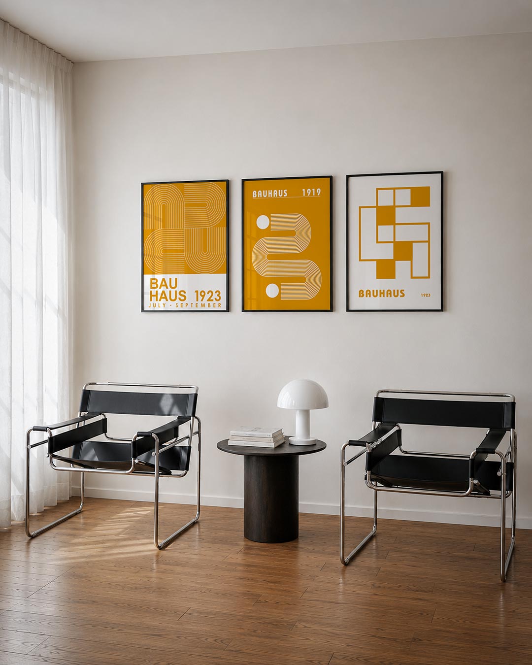Lijnen en vlakken posterset – derde productweergave – deze posterset in drie delen toont een speels lijnenspel met witte