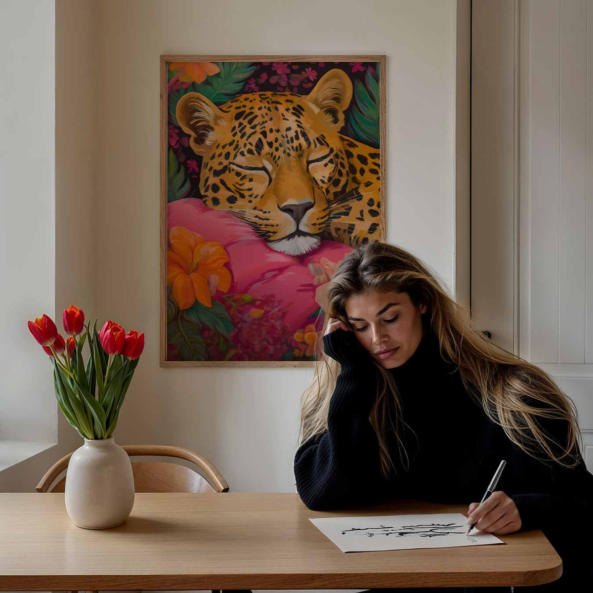 Tropische Luipaard – staande dieren wanddecoratie van WallArtistic