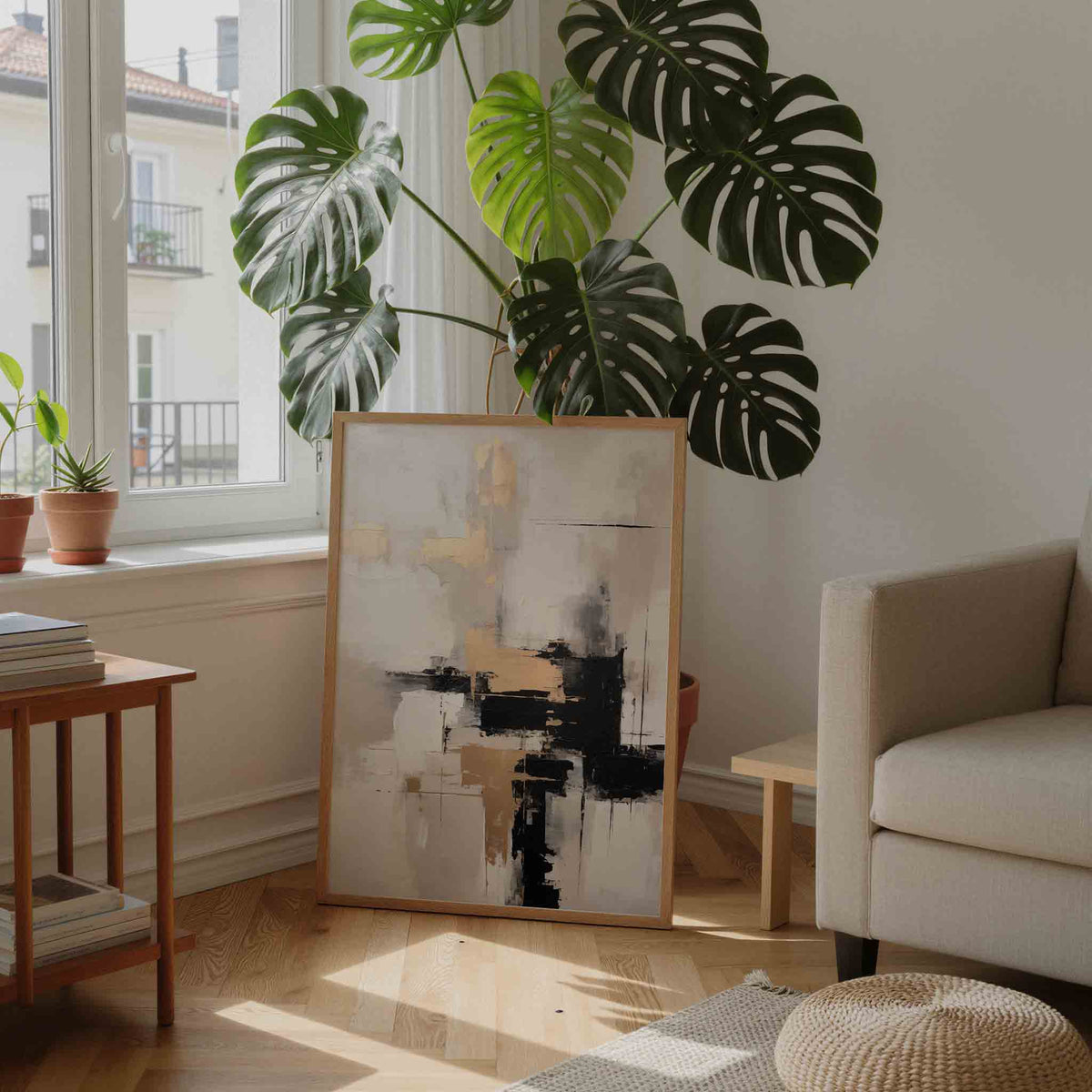 Abstracte vormen – staande botanische wanddecoratie van WallArtistic