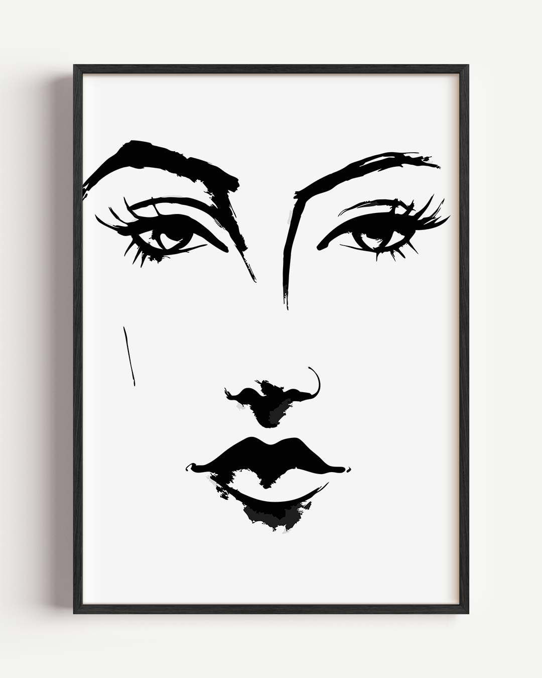 Minimalistische Gezichtskunst – Popart en Streetart portret poster als wanddecoratie