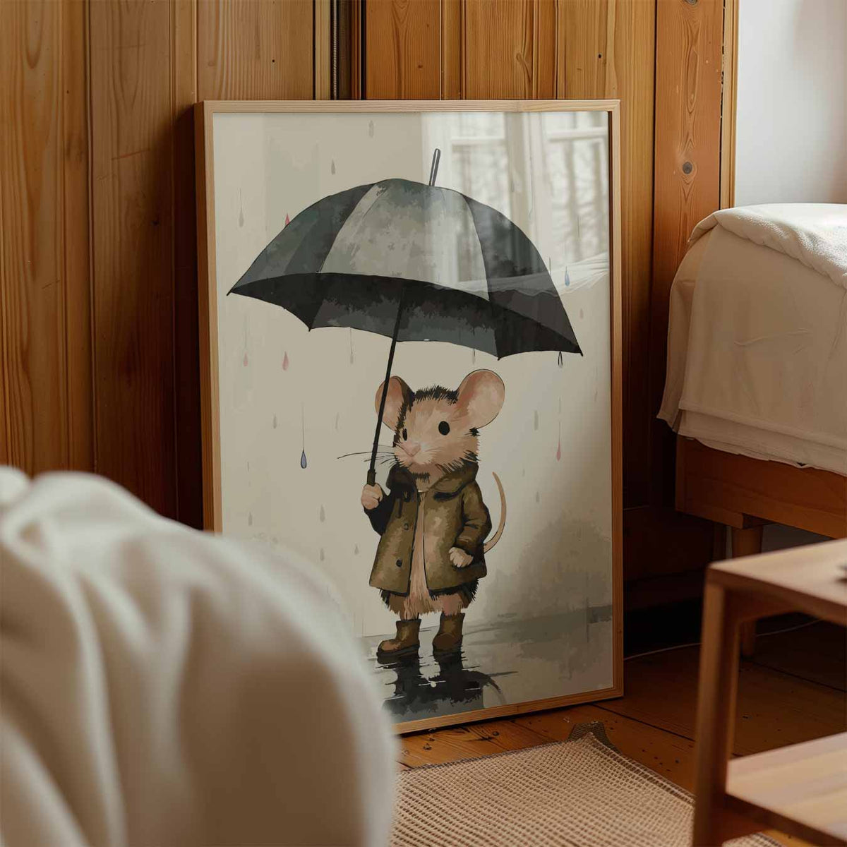 Regenachtige Muis Avonturen – kinderposter in staand formaat