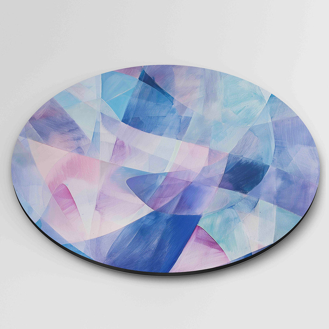 Abstracte blauwe vormen – kleurrijke wandkunst als muurcirkel