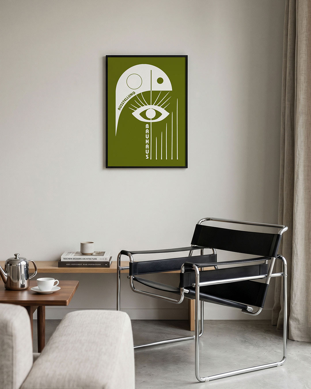 Oog en lijnen – geometrische Bauhaus poster in staand formaat