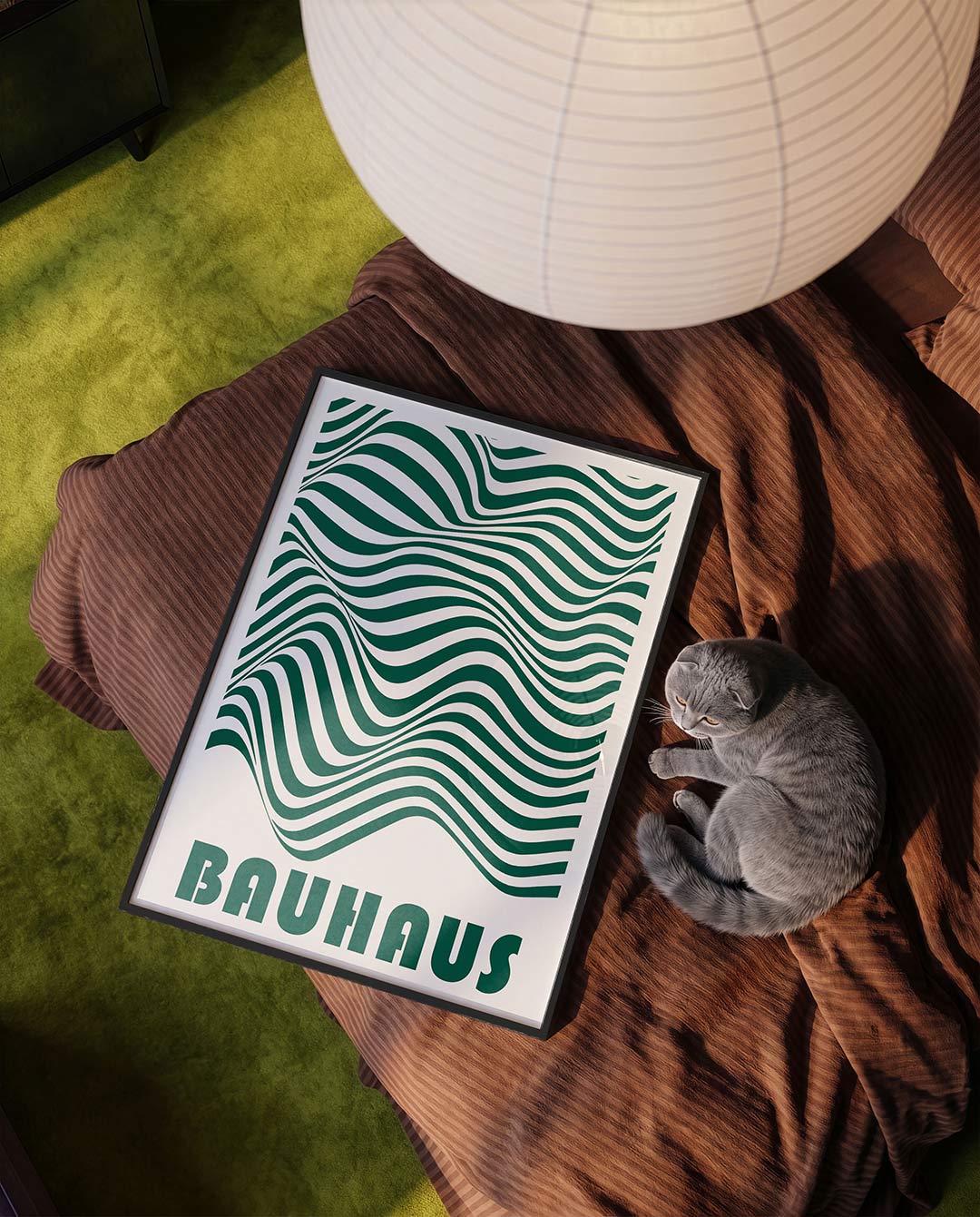 Golvend lijnenspel – moderne Bauhaus wandkunst als poster