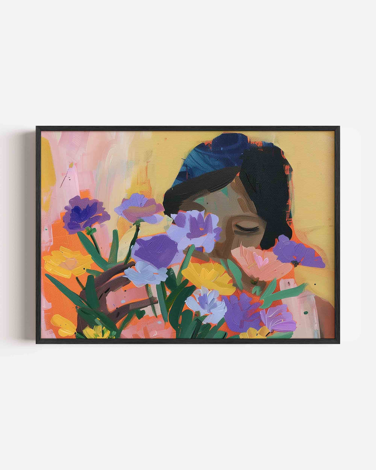Bloemen en gezicht – bloemen landscape poster als wanddecoratie